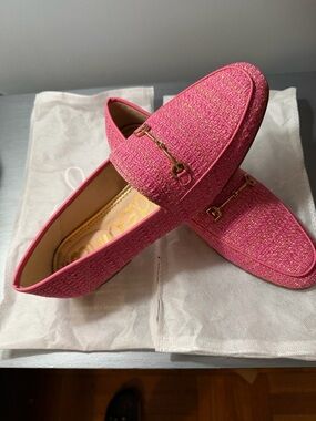 Sam Edelman Hot Pink Tweed Horsebit Loafers